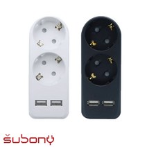 써보니 2구 USB 2포트 멀티탭 어댑터 블랙 화이트, 화이트(흰색)