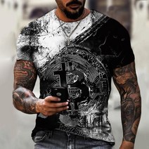 기념주화 비트코인선물 모형소품폭발적인 2022 봄과 여름 새로운 반팔 Bitcoin 3D 인쇄 된 t-셔츠 거리 동, 06 dyp-2285_07 2XL