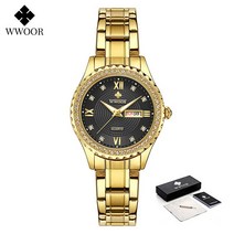 여성용 메탈 클래식시계 럭셔리 손목 WWOOR 여성 시계 다이아몬드 드레스 쿼츠 선물 시계에 대한 스테인레스 스틸 팔찌