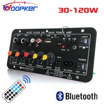 스피커앰프 Woopker-블루투스 오디오 앰프 보드 120W 서브 우퍼 듀얼 마이크 모듈 4 옴 8-12 인치 스피커 12/24V 110/220V, [04] EU Plug