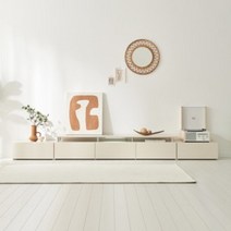 리엔까사 마인 낮은 거실장 티비다이 TV장 선반, F-마인 거실장 세트(크림화이트)