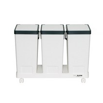 공간활용 원터치 이동식 분리수거함 재활용 쓰레기통, 3칸, 네이비