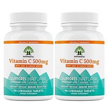 nutricelebrity 비타민 c 씹을 수 있는 정제 500mg 아연 amp 보충 생강 뿌리 천연 오렌지 향 성인에게 좋습니다. 어린이 완전 채식 친화적 비 gmo 글루텐