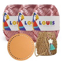 [니뜨] 2022 루이(45g) x3볼+다낭라탄버킷백도안+인조가죽원형가방바닥(특소), 207_유광 핑크