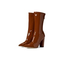 게스 Abbale 통굽 여성앵클부츠힐 구두 브라운유광