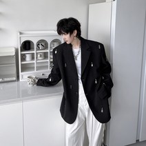 가을 순색금속걸이 당색루즈핏남성정장코트 투톤KK24/P205