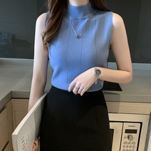 반폴라 레깅스 여 슬림핏 민소매 니트 나시 쇼트 톱