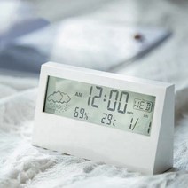 [가성비 최고]온도계 디지털 습도계 기능 알람 시계 웰닷 LCD 투명 요일 YS21MA19