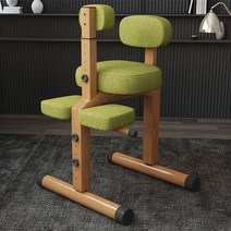 우드 컬러 가슴받이 무릎 의자 거북목 예방, 린넨 오렌지