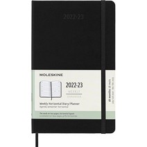 Moleskine 클래식 18개월 2022-2023 데일리 플래너 하드 커버 L 5 x 8.25인치156803, Weekly Horizontal