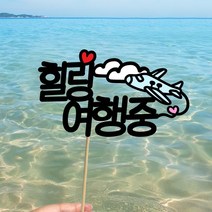 빅토리아데코 새해토퍼 크리스마스 신혼 가족 여행토퍼 피켓 투명 부채토퍼 케이크토퍼 메세지픽 제작, 1개, 여행토퍼_A-311-2-힐링여행중(색지작업)