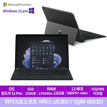 [Microsoft] 마이크로소프트 서피스 s프로9 i7 (QIM-00030) i7/16GB/256GB/Win11PRO/그레파이트, QIM-00030, WIN11 Pro, 16GB, 256GB, 코어i7, 그레파이트