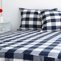 [천삼백케이] [브룬] 다우니 코튼 체크 매트리스커버(네이비)(S)
