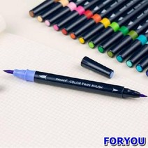 ForU915 모나미 컬러 트윈 브러쉬 세트 6색 볼펜 연필 매직 형광펜 롤러펜 네임펜, 상세페이지 참조