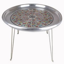 황제경금속 접이식테이블 양은 교자상 밥상 발상 캠핑테이블 술상, 61cm