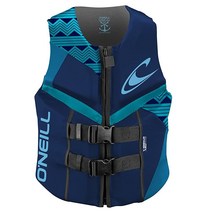 오닐 잠수복 여성용 리액터 USCG 구명조끼 야외 레크리에이션 제품, 10, Navy/Riviera/Turquoise