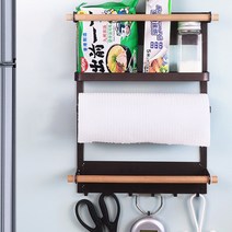 놀자리빙 철제 마그네틱 냉장고 사이드 자석 선반 벽걸이 수납장 틈새선반 슬림 수납 정리함, No.02 원샷 마그넷 선반 브라운