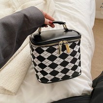 아가일 패턴 미니 토트 백 학생용 화장품 메이크업 가방 방수 여행 보관 파우치 대용량 여성가방 선물