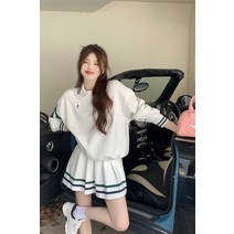 여성 골프웨어 골프 스커트 치마 UV차단 흰색 투피 웨터 의류 빅사이즈 골프복