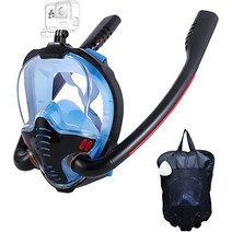 Apnoo 인기추천 풀페이스 스노쿨링 마스크, 블랙+블루