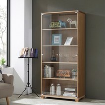 하이앤드리 엘르라지 800 양주장 인테리어장식장 술 피규어 유리 수납장 거실 5단 진열장 강화유리장식장 장식장, 오크