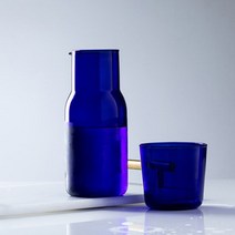 유리 티팟세트 티포트유리 물병 세트 유리컵 침대 머리맡 밤에 텀블러 포함 플라스크 음료 용기 우유, 02 파란