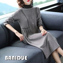 [바니드] 여성 가을겨울 하운드투스 니트원피스 럭셔리 데일리룩 중년원피스 1455