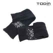 투딘 휴스토니 니트 방한 발토시 여성용 레그워머, 울진주블랙