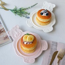 감성 디저트타임 예쁜 곰돌이 간식접시 자취생용 선물용 가게 플레이팅, 블루
