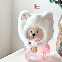 스타벅스 베어리 털모자 곰돌이 텀블러 md 유리 빨대 콜드컵 리유저블컵 560ml, 01. 베어리 텀블러