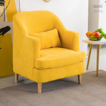 예쁜 미니 아쿠아 쇼파 윙 체어 카페 용 의자 거실 형 일인 6인 1인 5인 2인 스툴 코너 원목 북유럽 디자인 인테리어 모듈 버즈 소파 원룸 패브릭 카우치, 레몬노랑 솜털