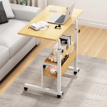 수동높이조절책상 이케아 움직이는 침대용 테이블 높낮이 1인용, 베이지
