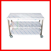 1200 2단 이동식 작업대 브레이크 바퀴 장착 sts201 업소용 이동 스텐 작업대 주방 조리대 식당 스테인레스 보조선반