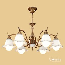 [산본 문화조명] 카리스 도자기 6등 펜던트 직부 인테리어조명 거실등, 직부 + LED볼구12W 노란빛 X6