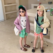 하랑이네 또또샵 키즈 주니어 후드 가디건 여아 남아 공용 간절기용 바람막이 외출복 등원복 등원룩 얇은 니트 상의 긴팔 등교룩 선물 봄/여름용