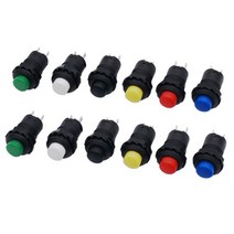일본직발송 10. MXUTEUK 12 개 12MM SPST NO 3A 125VAC 1.5A 250VAC 리셋 임시 푸시 버튼 스위치 6 색 M-D, One Color, One Size_One Color, One Size_One Color