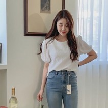 [바보사랑] 여성 여름 하드크 뒷리본 반팔 블라우스