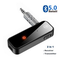 2 in 1 무선 블루투스 5.0 수신기 송신기 어댑터 3.5mm 잭 자동차 음악 오디오 Aux 헤드폰 BT5.0, 블루투스 어댑터, 블루투스 v5.0
