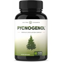 (미국직배) NutraChamps 피크노제놀 60정 Pycnogenol Pine Bark - Premium Supplement with 200mg Herbal Complex