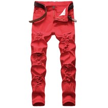 Afurdel 국경 유럽과 미국의 소원 대외 무역 스타일 찢어진 청바지 남자 패션 패션 스트레치 청바지 큰 찢어진 바지