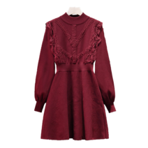 반목니트원피스 빅사이즈 여성의류 겨울 가을 시크 작은 키 고퀄리티 감각 허리보정 빨간스웨터 이너 3301979049