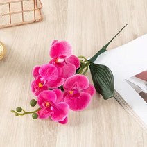 꽃느낌 시뮬레이션 난초 홈 웨딩 장식 네 개의 머리 호접란, 04 rose red
