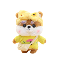 PKTOYS DIY귀여운 애착 오가닉 강아지인형 봉제 동물 크리스마스 명절 선물, 갈색 오리 헤어 밴드, 30cm (손 선물 상자)