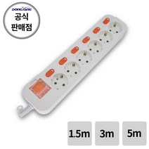 동양전자 국내산 6구 메인개별스위치 멀티탭 콘센트 (과부하차단), 1개, 1.5m