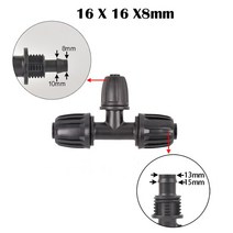 나사 가공기 파이프 호스 압착기 배관 16mm 1/2 ''PE 파이프 커넥터 스플리터 티 커플링 나사산 잠, 07 G_01 1Pc