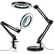 스탠드 대형 LED 돋보기 확대경 USB 링라이트 조명, 1, 블랙