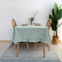 베스트셀러 북유럽 프릴 천 식탁보 흰색 주름 면 그물 빨간색 심플한 식탁 탁자 탁자보 맞춤형, 연두색