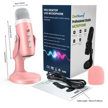asmr마이크 방송용마이크 유튜브 개인방송 스탠드 먹방 USB 콘덴서 마이크 스튜디오 녹음 PC 컴퓨터 노트북, 01 pink