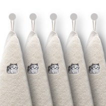 라임데일리 무염색 어린이집 고리수건 5P, 야옹이, 5개