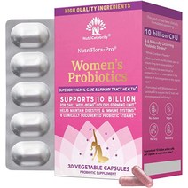 다이어트보조제 NutriCelebrity NutriFlora-Pro 여성용 프로바이오틱스 - 질 비뇨기 건강 면역 체계 소화 시스템 지원 크랜베리 알약 보충제 100억 CFU 보장, [02] 60개(1팩)